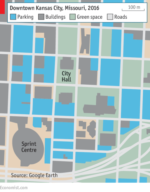Oceans of parking lots in downtown Kansas City